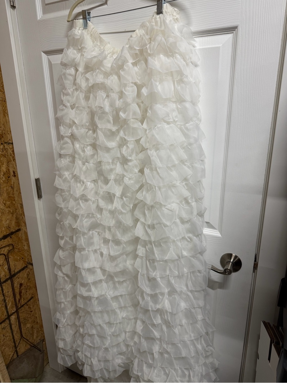 White Ruffled Tiered Maxi Skirt with Elastic Waist